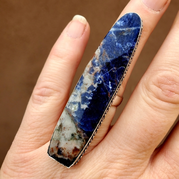 New Huge Sodalite 925  Silver Statement Ring. - Picture 2 of 16